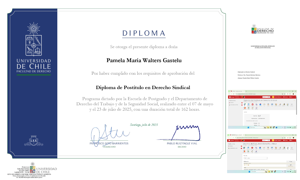 Diploma de Postítulo en Derecho Sindical